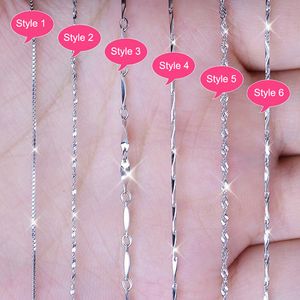 Meerdere Klassieke Stijlen Echte 925 Sterling Zilveren Kettingen Slanke Dunne Snake Chains Ketting Vrouwen Body Box Ketting Voor Vrouw