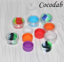 plusieurs couleurs 5 ml de conteneurs de concentré de cire acrylique transparent récipient en plastique avec stockage de tampons en silicone antiadhésif intérieur en silicone ja8073394