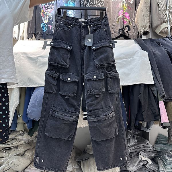 Pantalones cargo con múltiples bolsillos para hombre y mujer, 1 pantalón Vintage de calidad