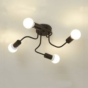 Lustre en m￩tal ￠ canne ￠ canne Vintage lron lumi￨res de plafond edison e27 lampe lamparas de bulbe pour l'￩clairage domestique luminaire nordique ￮lot de cuisine noire 2.0