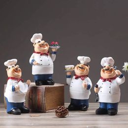 Plusieurs styles Résine Chef Statue Cartoon Restaurant Figurine Cook Ornament Home Kitchen Cute Cute Sculpture Tabletop Decors 240411