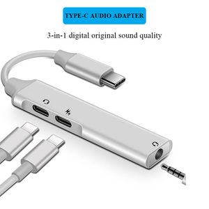 Multi Multort Hub Aluminium Type-C Adapter voor MacBook 3 in 1 3.5mm Oortelefoonaansluiting PD Oplaadkabellezer Converter PC-computer