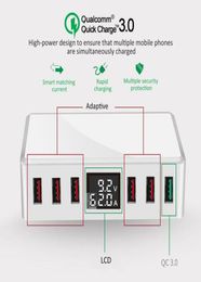 Multipoten 6 USB -lader QC30 Snel snelle reisvermogenadapterstation Digitale display Mobiele telefoonladers7959834