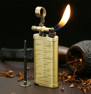 polyvalent archaize métal flamme briquet silex roue briquets gaz butane rechargeable à l'ancienne pipe à tabac tamper 4837384