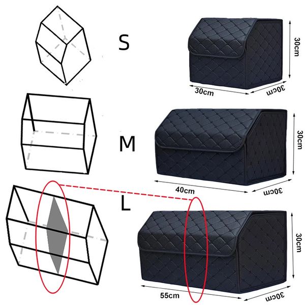 Organizador de almacenamiento de troncal de automóvil múltiples con plegabilidad con bolsita de almacenamiento automático portátil de tapa Caja organizador de troncos