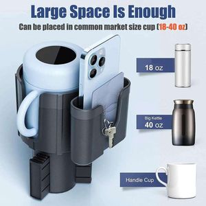 Adaptateur d'extension de tasse polyvalent, organisateur extensible pour intérieur automobile, rangement avec support pour téléphone, accessoires de voiture