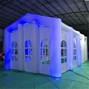 Multipurpose Outdoor opblaasbaar Witte Tent Wedding Tunnel House met LED -verlichting Large Air Marquee Advertising Gazebo voor commercieel evenementen Tentoonstellingsfeestje