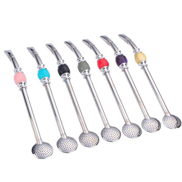 Filtre à cuillère à paille Mate réutilisable polyvalent 1 brosse 304 paille à boire en acier inoxydable pour accessoires de thé Mate