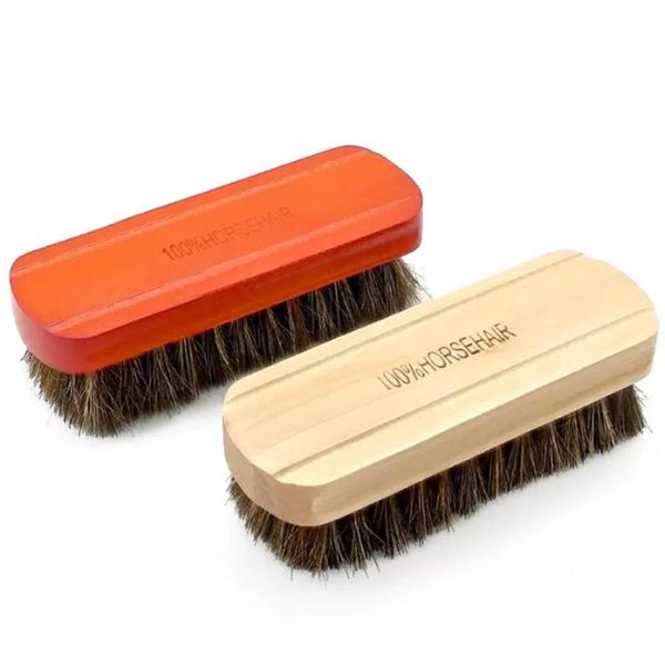 La poussière de polissage à la cire polyvalente enlève la brosse à chaussures en cuir naturel véritable crin de cheval outil doux brosse de nettoyage pour botte en daim nubuck