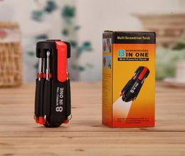 Torche multi-unwdriver 8 tournevis à 1 avec 6 outils de torche puissants LED éclairer le batteur de lampe de poche outil de réparation de la maison CCA15553624