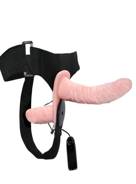 Consolador con correa vibratoria de varias velocidades, consolador con correas dobles, vibrador con consolador anal, correas, pene, parejas lesbianas, productos sexuales C8565540