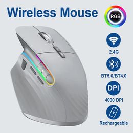 Ratón inalámbrico Mulvice Bluetooth 50 30 24G ratón óptico ergonómico portátil para ordenador de mano derecha 240314