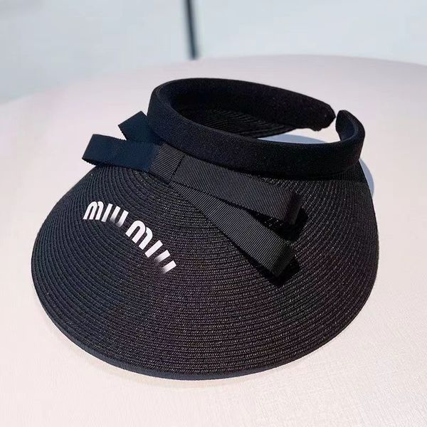 Mumu Visors Italian Luxury Brand Top Chapeaux de haut pour femmes Mui Mui Mui Mui Mui Black Summer Sun Sun for Men and Women