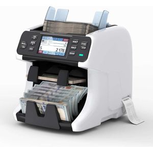 Munbyn 2 Pocket Money Teller machine gemengde denominatieborder ingebouwde printer sorteer op de nomfaceori waarde tellen vervalste detectie 2 cis uvmgir touchsc