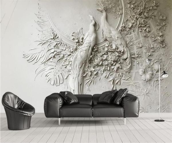 Fond d'écran personnalisé mural 3D peintures solides en relief en relief canapé mural.
