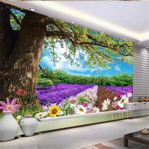 Papel tapiz mural 3D Hermoso árbol grande Flor Dreamland Paisaje Pintura Sala de estar Dormitorio Fondo Decoración de la pared Fondos de pantalla