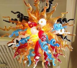 Lampen Murano Glaskunst Kroonluchter LED-lampen Kerstdecoratie stijl 100% mond geblazen borosilicaat felgekleurde kroonluchters