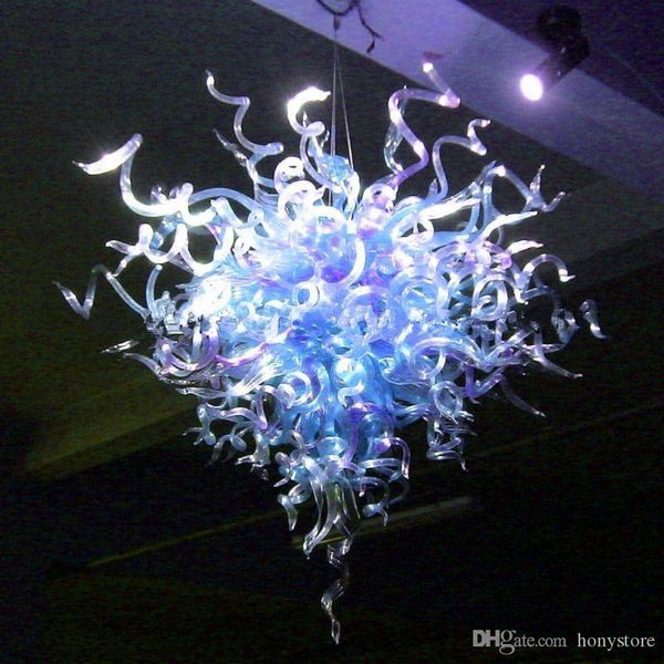 Luminaire suspendu moderne en cristal bleu coloré en verre de Murano pour lustre inspiré de la décoration de la cuisine