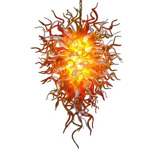 Murano Lampen oranje hanglampen LED 110-240V handgeblazen glas kroonluchter verlichting art deco Italiaanse kroonluchters