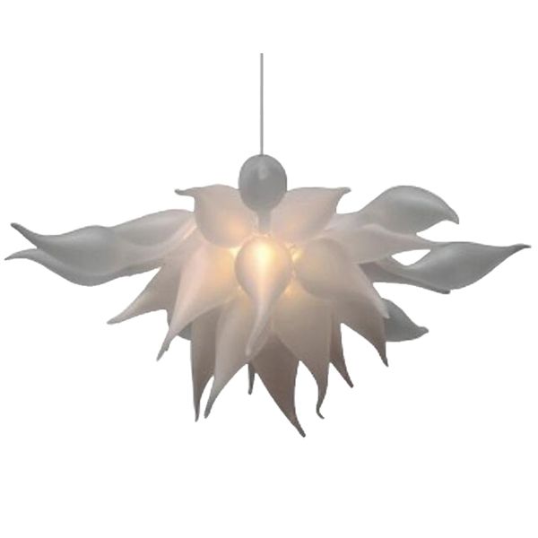 Lampe à suspension en verre de Murano blanc givré lustre en cristal moderne Art Decor lumières soufflées à la main 28 par 16 pouces