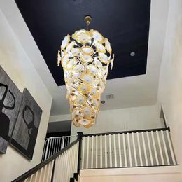 Murano glazen platen hanglampen luxe grote gouden bloem kroonluchter voor trap led villa loft kroonluchters verlichting armaturen aangepast