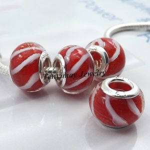 Murano Lampwork Glas Kralen Europese Charme Kralen Big Hole Kralen voor Snake Chain Armband 100 stks / partij Groothandel LB818