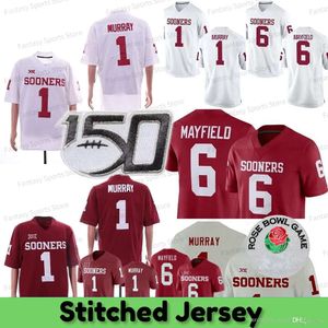 Murray 6 Kyler 1 Baker Mayfield Jersey College Football Jerseys White Crimson Red Ed Mens Rose Patch S