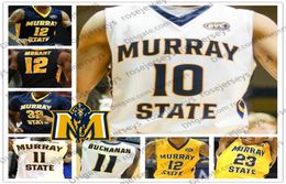 Murray State Racers #10 Tevin Brown 5 Marcus 3 Isaiah Canaan 23 KJ Williams Brion Sanchious Marineblauw Geel Wit Jersey S-4XL5805170