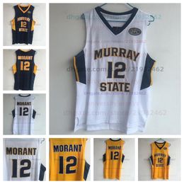Murray State Racers Basketball 12 Ja Morant Jersey Navy Blue Yellow Blanc Tous les maillots pour hommes cousus
