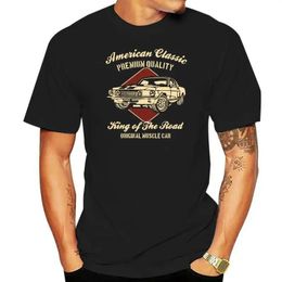 Muscle Car Mustang American Classic Road Camiseta Tops Imprimir Letras Hombres 100 Camisas de algodón T 240315