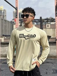 Muscle Fitness Mens Basketball Brother Training Training Jersey Casual Loose Sports Mesh Long Manche T-shirt Mens Top 240521