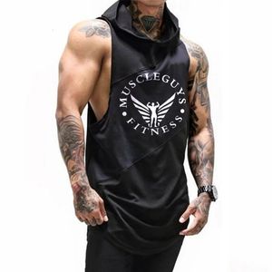 Muscle Guys Marque Bodybuilding Stringer Tops Tops Hoodies Tanktops Fitness Men Gym Vêtements Sans manches Shirts avec à capuche 240329