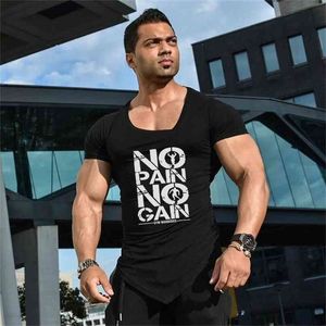 Muscle Guys Mode Fitness T-shirts Bodybuilding Marque Gym vêtements coton Hommes À Manches Courtes tshirt Workout Tees 210707