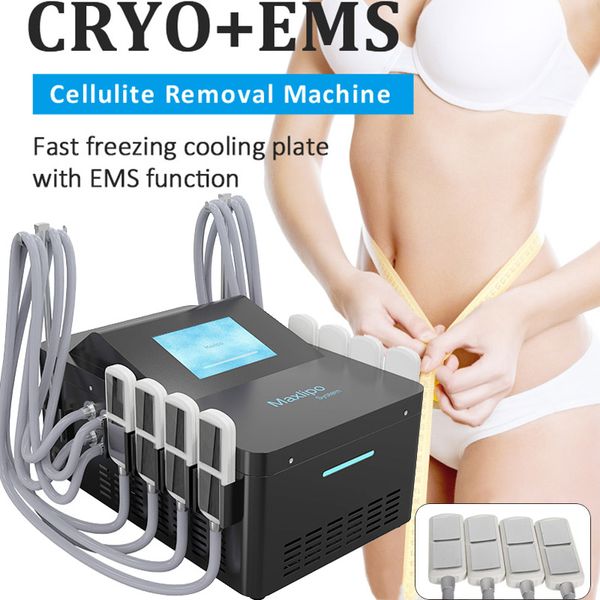 Estimulador muscular eléctrico Máquina EMS Reducción de grasa Eliminación de celulitis Criolipólisis Dispositivo de crioterapia Cool Tech con 8 almohadillas de enfriamiento EMSlim