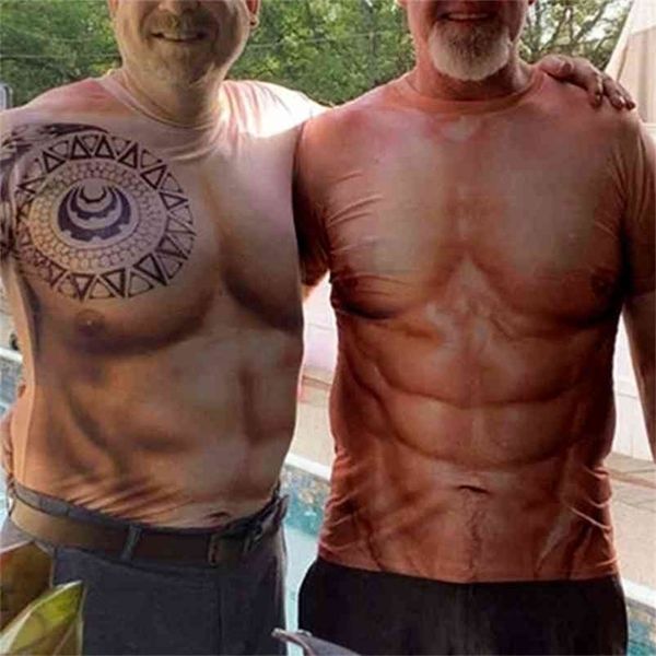 T-shirt d'impression de tatouage musculaire hommes à manches courtes T-shirt d'impression numérique 3D TT @ 88 210716