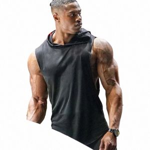 muscleguys Marque vêtements Bodybuilding sweat à capuche Chemise Fitn Hommes Débardeur Muscle Gilet Stringer Maillot de corps cott plaine TankTop i6vw #