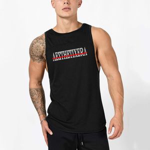 MuscleGuys Mode Katoen Mouwloze Shirts Tank Top Mannen Fitness Shirt Mens Singlet Bodybuilding Workout Gym Vest Fitness Heren 210421