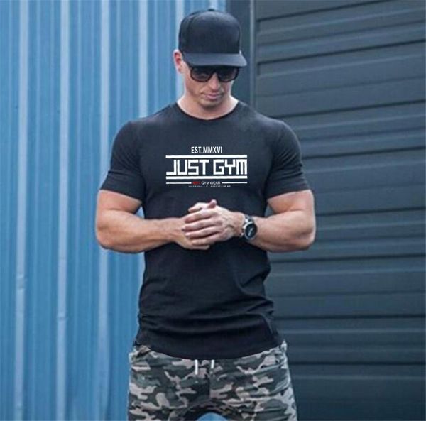 Muscleguys Fitness Mens Summer Sporting T Shirt Bodybuilding Muscle Homme T-shirt À Manches Courtes En Coton Tee Tops Just Gym Vêtements 210421