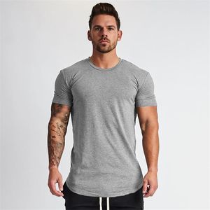 MuscleGuys Plain Ropa Fitness T Shirt Hombres O-Cuello Camiseta Algodón Culturismo Tee Shirts Slim Fit Tops Gimnas Tshirt Homme 210629