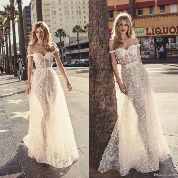 Muse by Berta 2020 Sexy hors épaule pays robes de mariée robes de mariée dos nu robe de mariée une ligne de luxe dentelle Bling robe de mariée