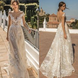 Muse by berta robes de mariée de l'épaule un bouton de ligne Back Illusion Boho Bridal Robes Made Made Plus taille Robe de mariée 4295 320K