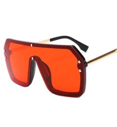 MUSELIFE rouge noir surdimensionné carré lunettes de soleil hommes nouveau 2020 une pièce lentille grand cadre lunettes de soleil pour femmes UV400 argent miroir Y203850511
