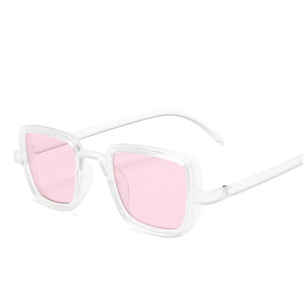 MUSELIFE Trending Wide Bridge Retro Rock Punk Sunglasses Classic Small Square Clear Red Sun Glasses UV400