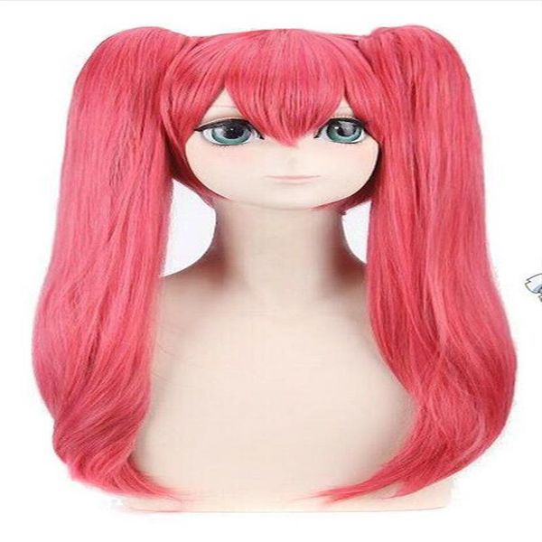 Mushibami Erimi Cosplay peluca rosa oscuro 2 Clip cola de caballo ondulado Hair307U