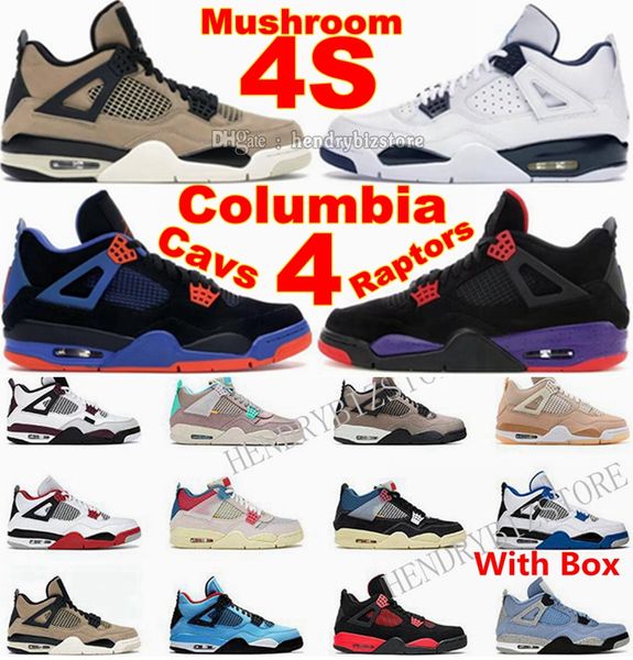 Mushroom Cavs 4S Chaussures de basket-ball Hommes Femmes Columbia 4 Raptors Doernbecher A Ma Maniere Violet Ore Travis Purple Canyon Noir Midnight Navy Taupe Haze Baskets Boîte