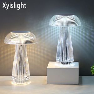 Lampe de table en cristal de champignon LED lumière ambiante tactile nuit pour restaurant café bar salon chambre décoration de chevet 240314