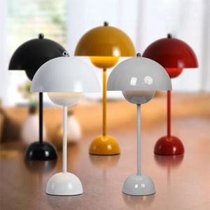 Champignon fleur bourgeon rechargeable LED lampes de table bureau nuit pour chambre à manger tactile veilleuse simple décoration moderne 240105