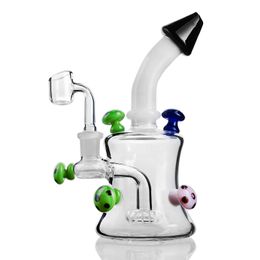 Mushroom Glass Bong Water Pipes Heady Glass Hookahs Smoke Glass Water Bongs Aceite con un tazón de 14 mm