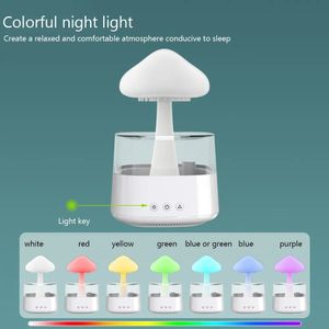 Humidificador de aire de lluvia de hongos Difusor de aroma eléctrico Distribuidor de olores de nube de lluvia Relájese Gotas de agua Sonidos Luces nocturnas coloridas 240322