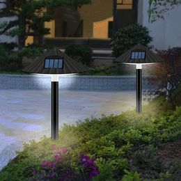 Forme De Champignon Solaire Jardin Piquet Lumière Pelouse Lampe Voie Économie D'énergie Étanche - Blanc Chaud
